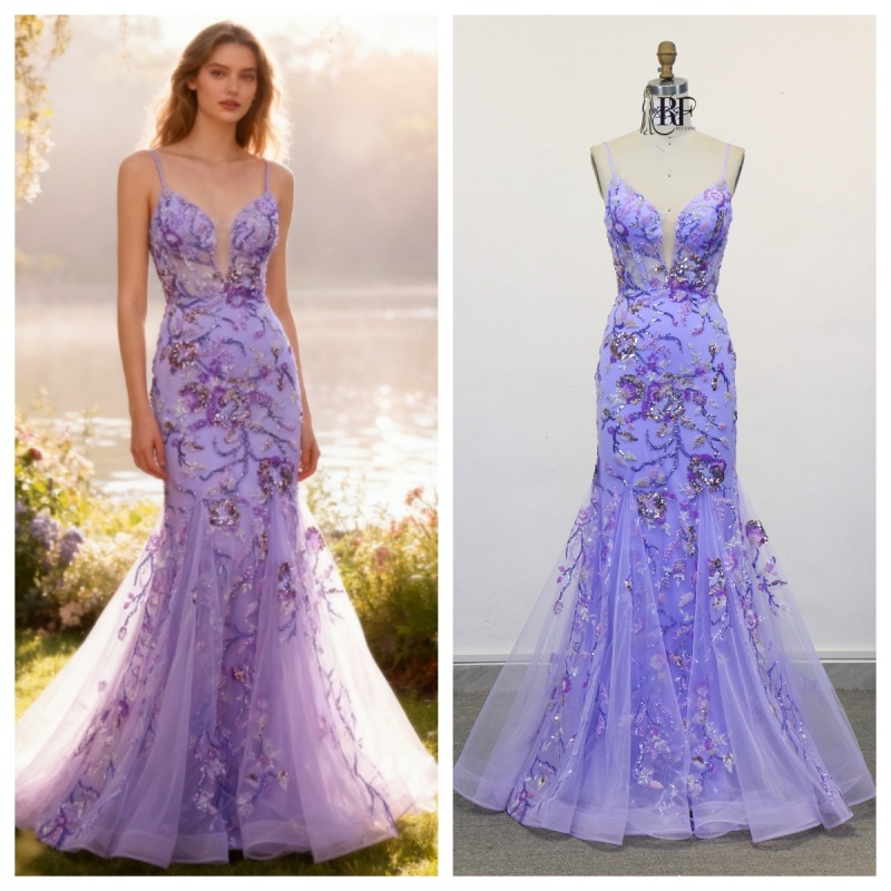 2025 New Trendy Floral Prom Dress American New Party Sequin Mermaid Evening Dresses 2026 Women Prom Dress