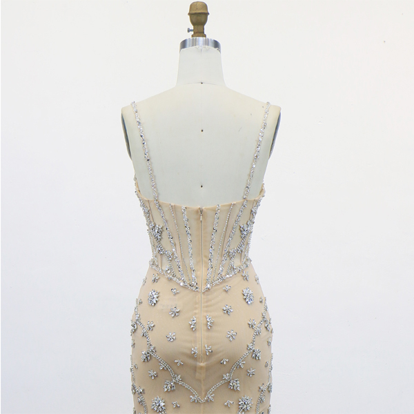 Full Beaded by Hand Made Beaded Straps a Line Tulle Skirt Zipper Back Evening Dress Romantic and Sophisticated Prom Dresses