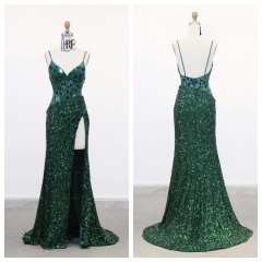 Elegant A-Line Beautiful Floor Length Dressed Evening Dress with Rhinestone Party Long Gown Sexy Party Club Wear