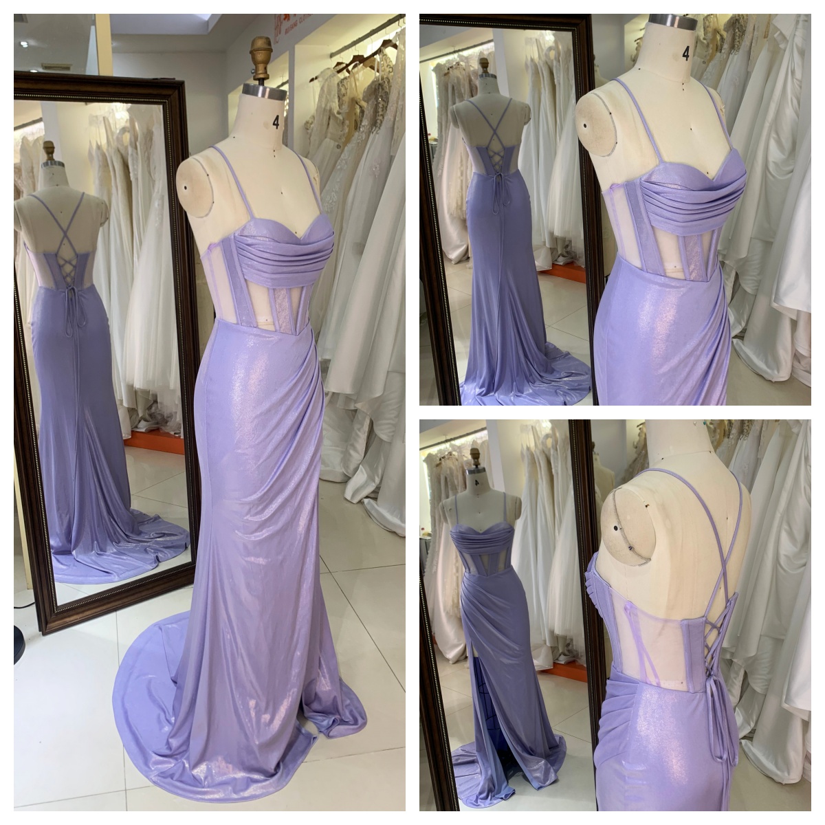 New Fashion Design Purple Color Evening Party Dresses With Lace up Back for Women Elegant Floor-length Dress