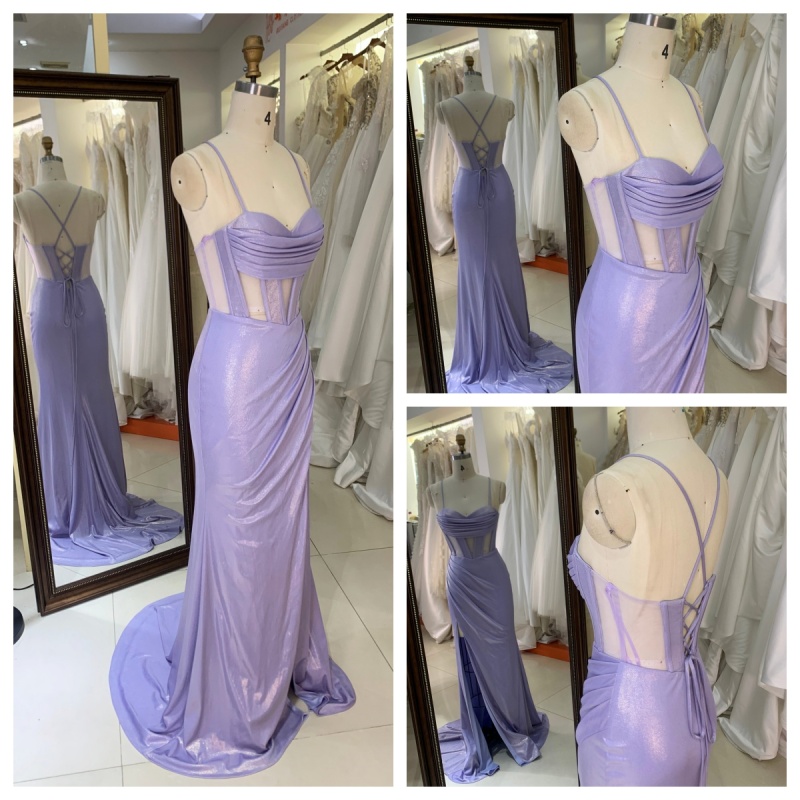 New Fashion Design Purple Color Evening Party Dresses With Lace up Back for Women Elegant Floor-length Dress