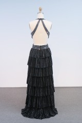 Wholesale Sexy Prom Dress off Shoulder With Silver Beading Chain Deep V Backless a Line Evening Dress for Women