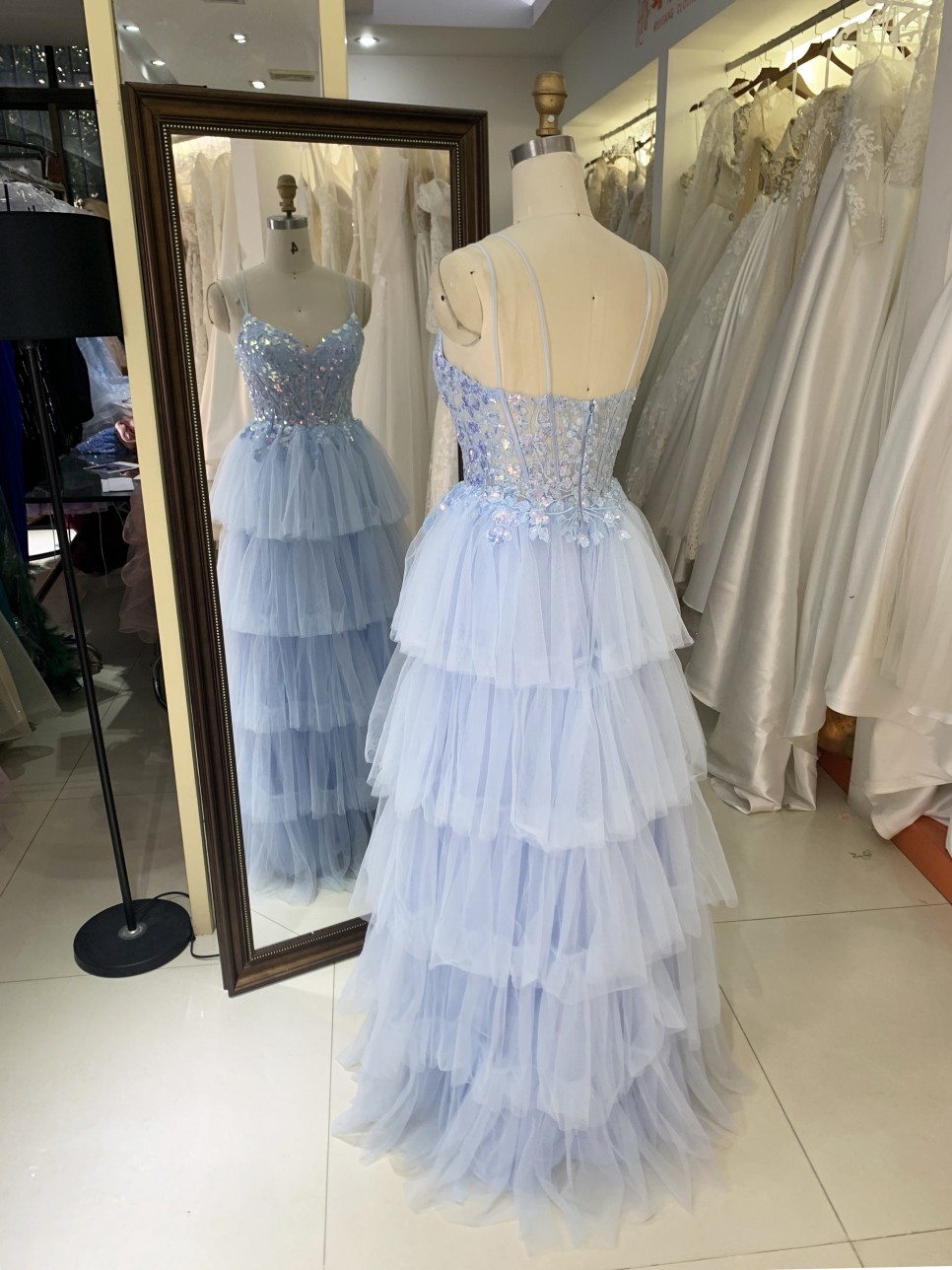 Prom Dress 2026 Modern Blue A-Line with Zipper Back Wholesale Party Long Gowns Evening Dress