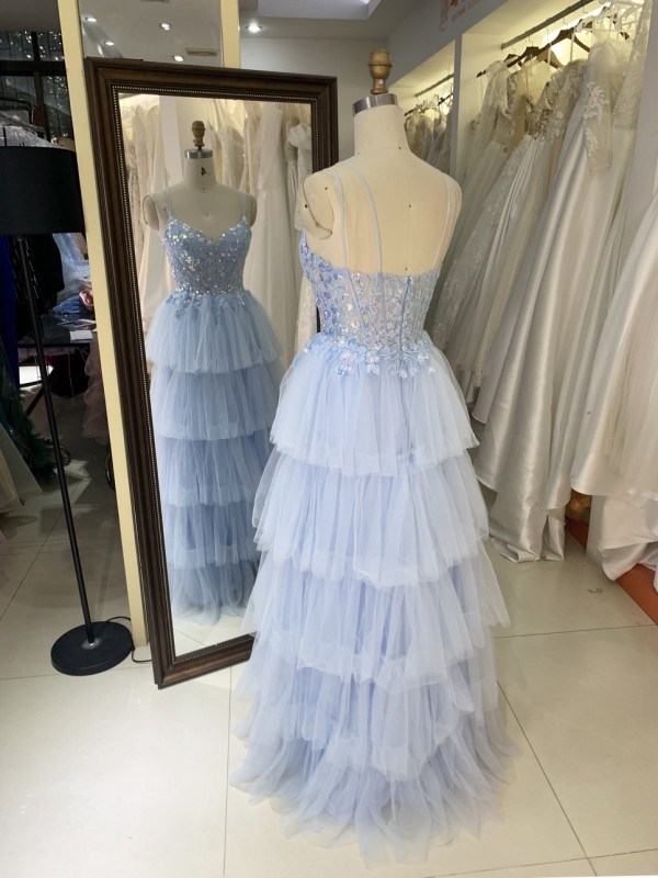 Prom Dress 2026 Modern Blue A-Line with Zipper Back Wholesale Party Long Gowns Evening Dress