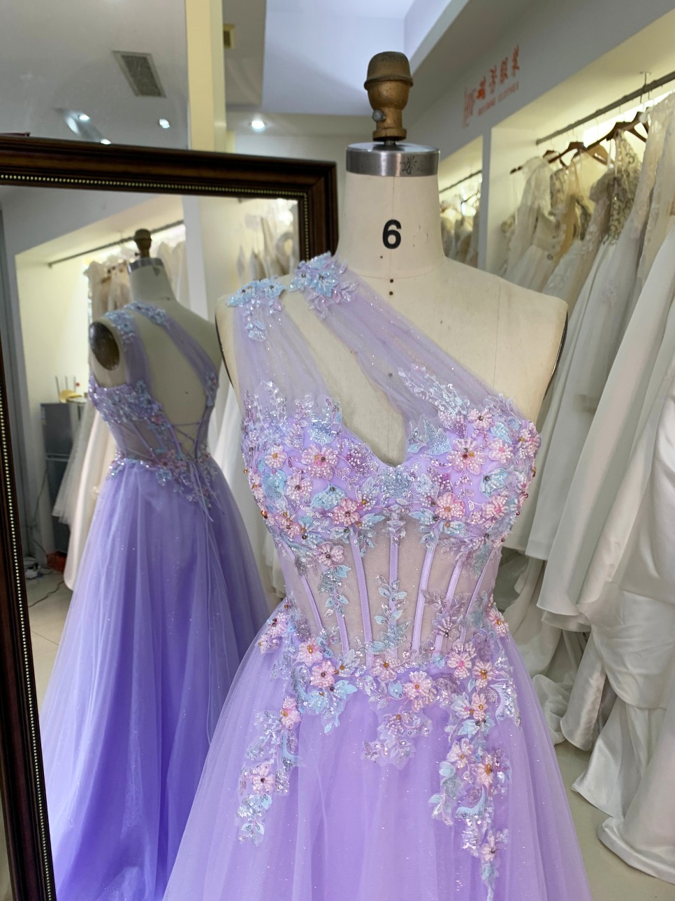 Wholesale New Arrival Ruffle with Flowers Long Ball Gown Evening Dresses