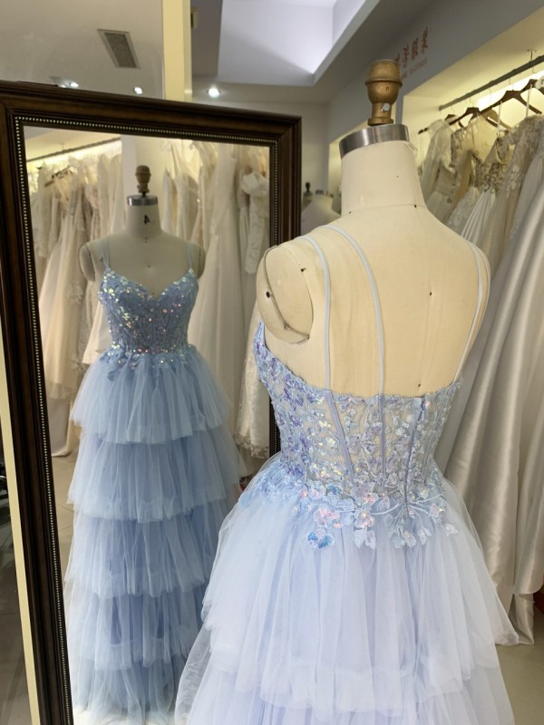 Prom Dress 2026 Modern Blue A-Line with Zipper Back Wholesale Party Long Gowns Evening Dress