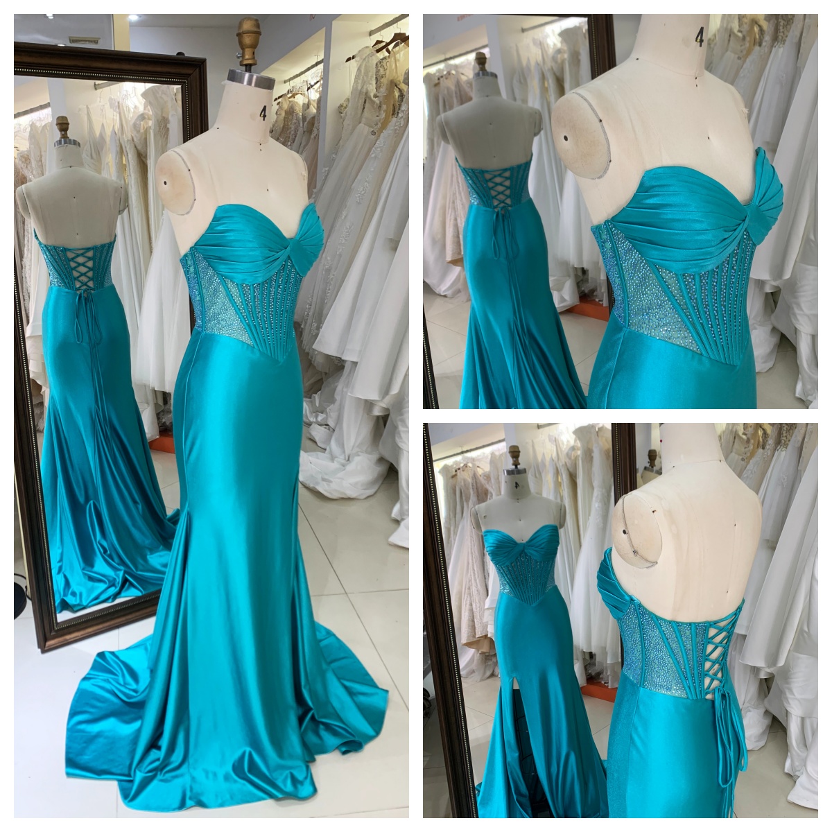 2026 Elegant Beautiful Floor Length Off the Shoulder with Lace up Back Split Slim Party Evening Dress