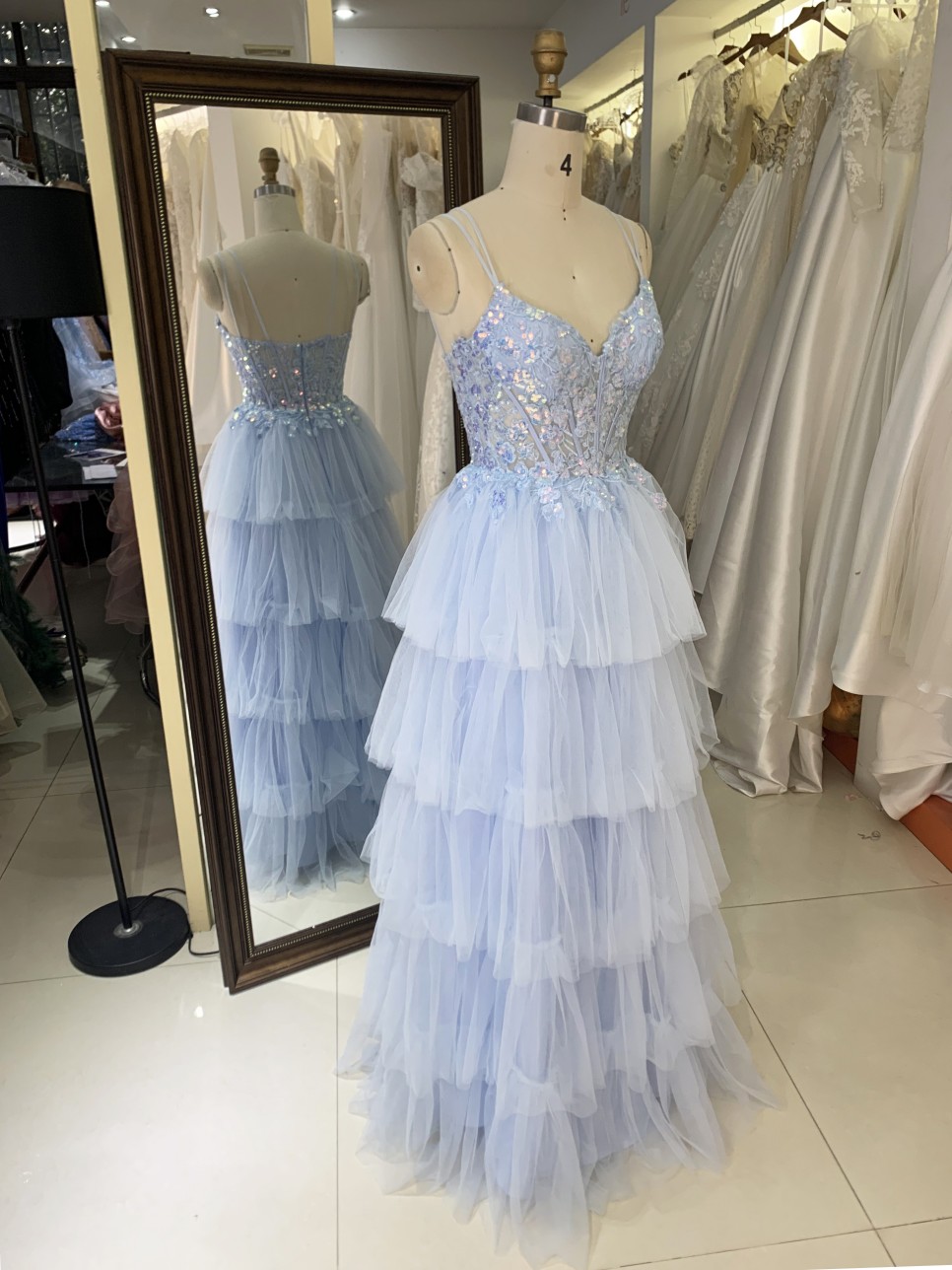 Prom Dress 2026 Modern Blue A-Line with Zipper Back Wholesale Party Long Gowns Evening Dress