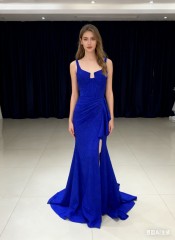 2026 Chaozhou Elegant New Boning Party Long Gown Anti-Static Blue Evening Prom Dress with Appliques Natural Waistline Wholesale
