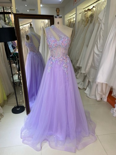 Wholesale New Arrival Ruffle with Flowers Long Ball Gown Evening Dresses