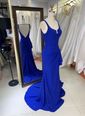 2026 Chaozhou Elegant New Boning Party Long Gown Anti-Static Blue Evening Prom Dress with Appliques Natural Waistline Wholesale