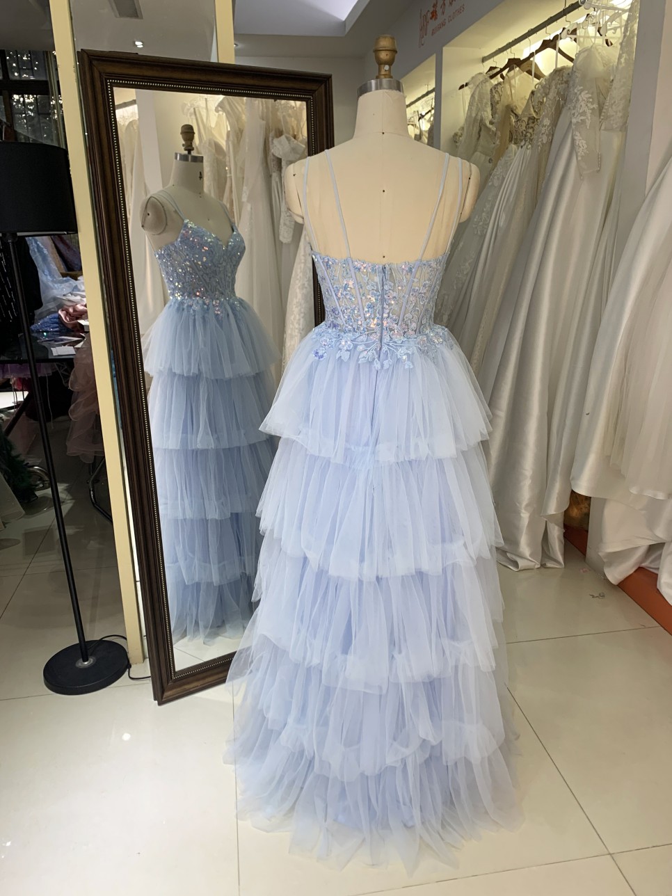 Prom Dress 2026 Modern Blue A-Line with Zipper Back Wholesale Party Long Gowns Evening Dress
