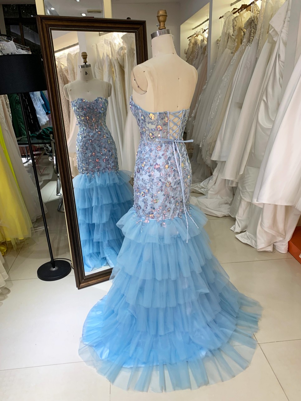 2026 Special Design With Embroidery Sequin Beading Mermaid Baby Blue Luxury Evening Dresses