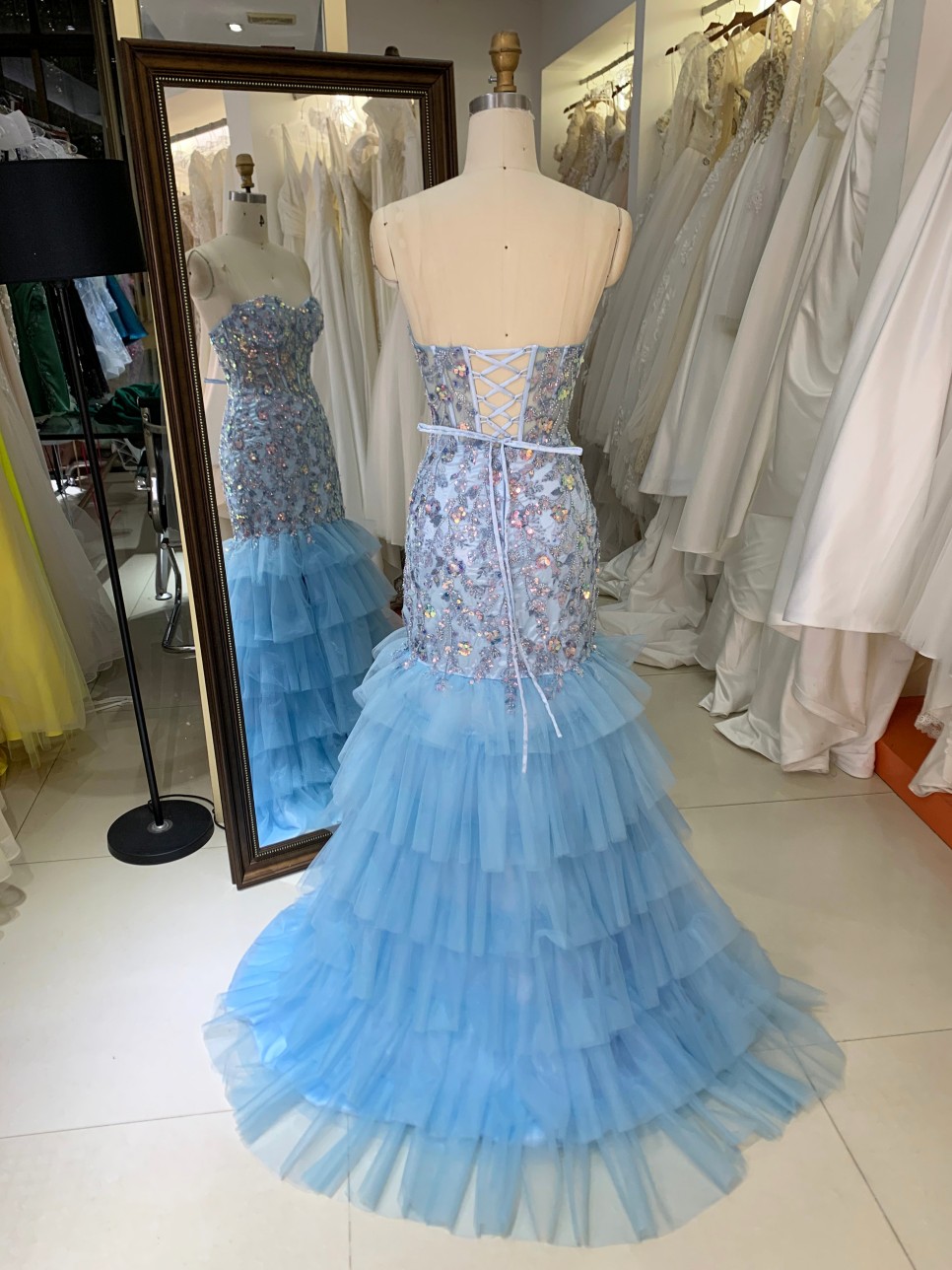2026 Special Design With Embroidery Sequin Beading Mermaid Baby Blue Luxury Evening Dresses