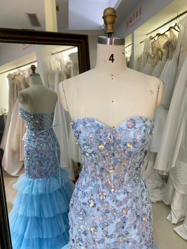 2026 Special Design With Embroidery Sequin Beading Mermaid Baby Blue Luxury Evening Dresses