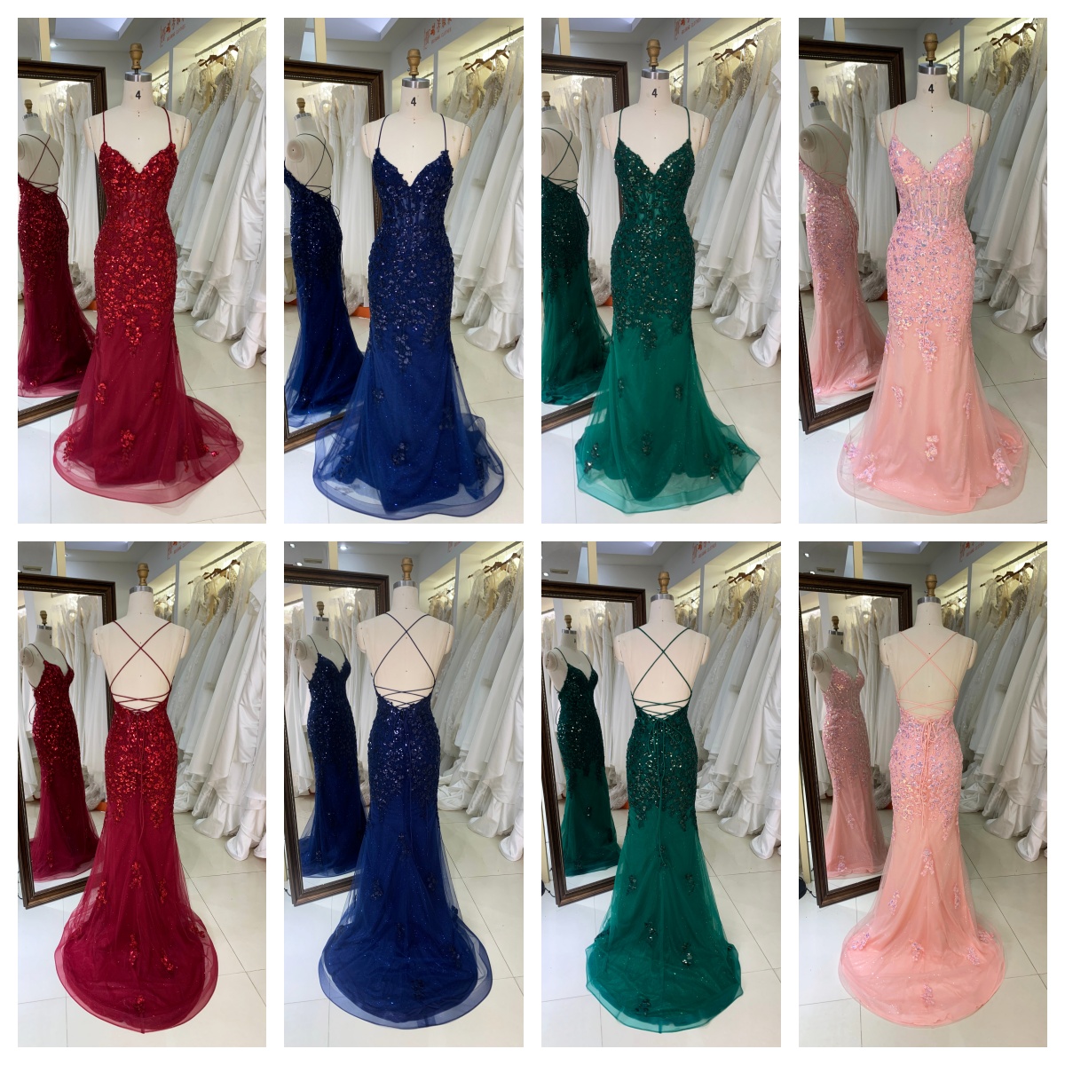 Navy Blue Embroidered Flowers Mermaid Prom Evening Dress with V Neck Ball Gown Sweep for Annual Meeting Party Ceremonies
