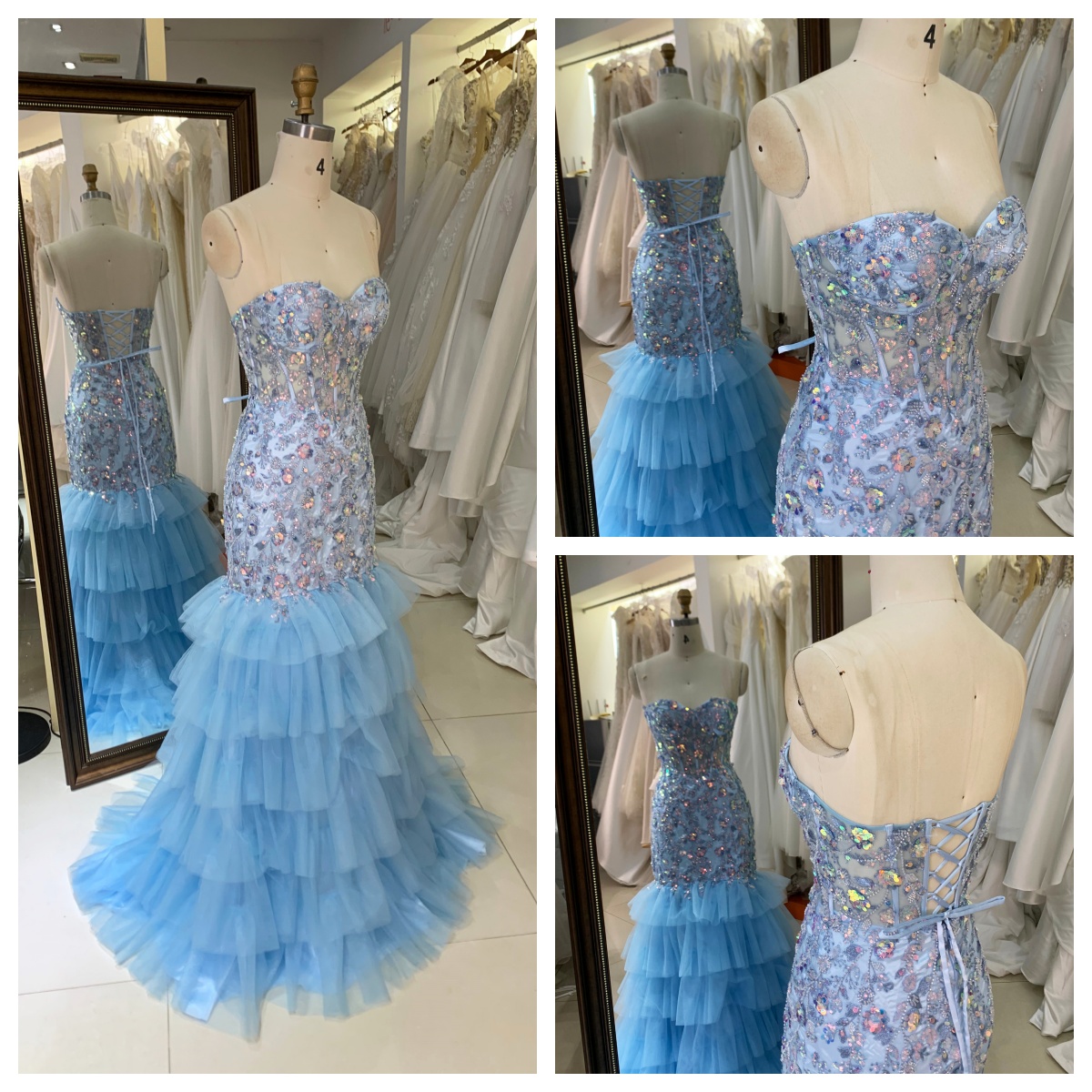 2026 Special Design With Embroidery Sequin Beading Mermaid Baby Blue Luxury Evening Dresses