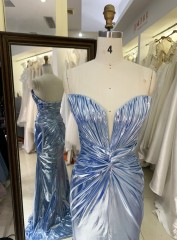 2026 Special Designs Elegant Party Evening Dress Blue Shiny Floor-Length with Zipper Back