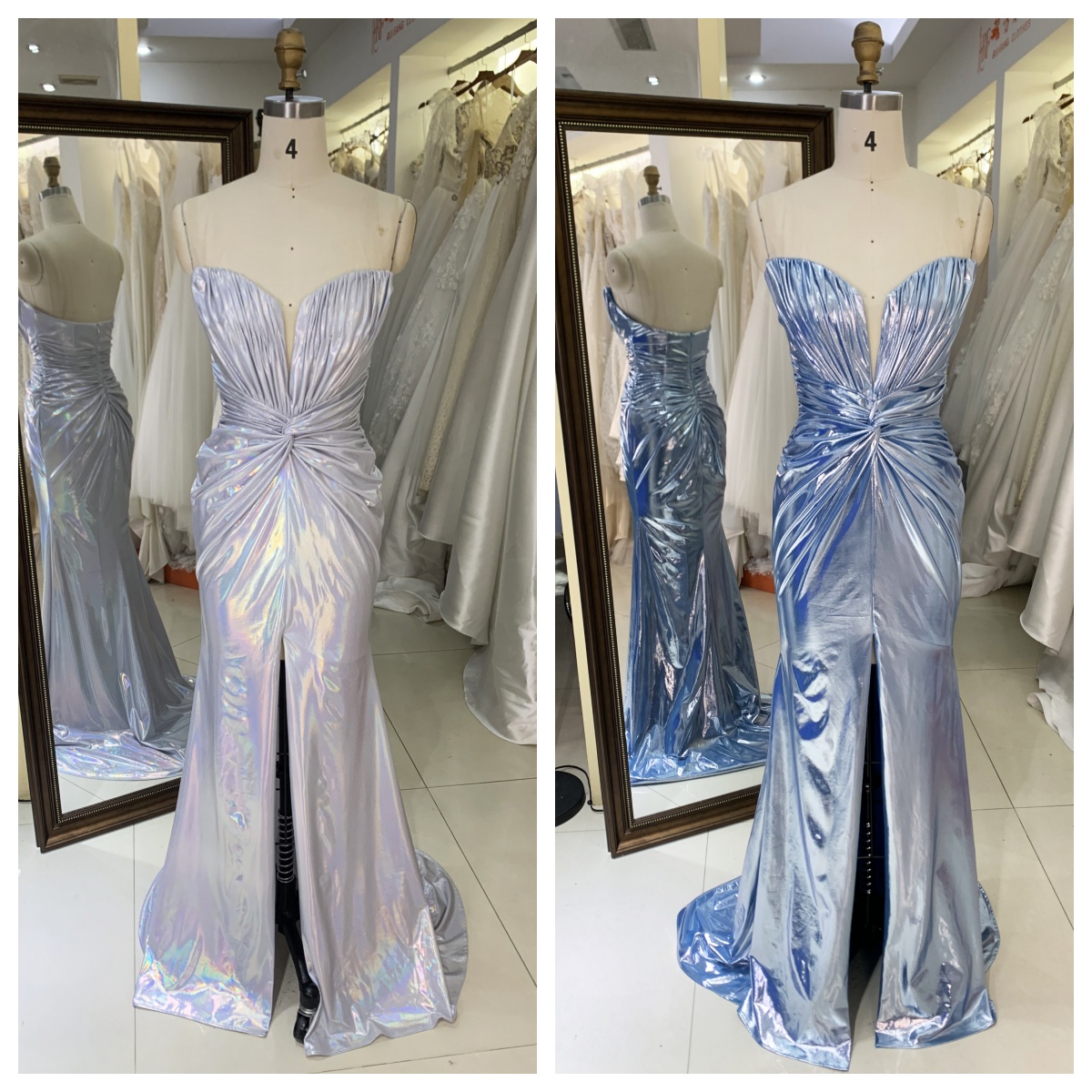 2026 Special Designs Elegant Party Evening Dress Blue Shiny Floor-Length with Zipper Back