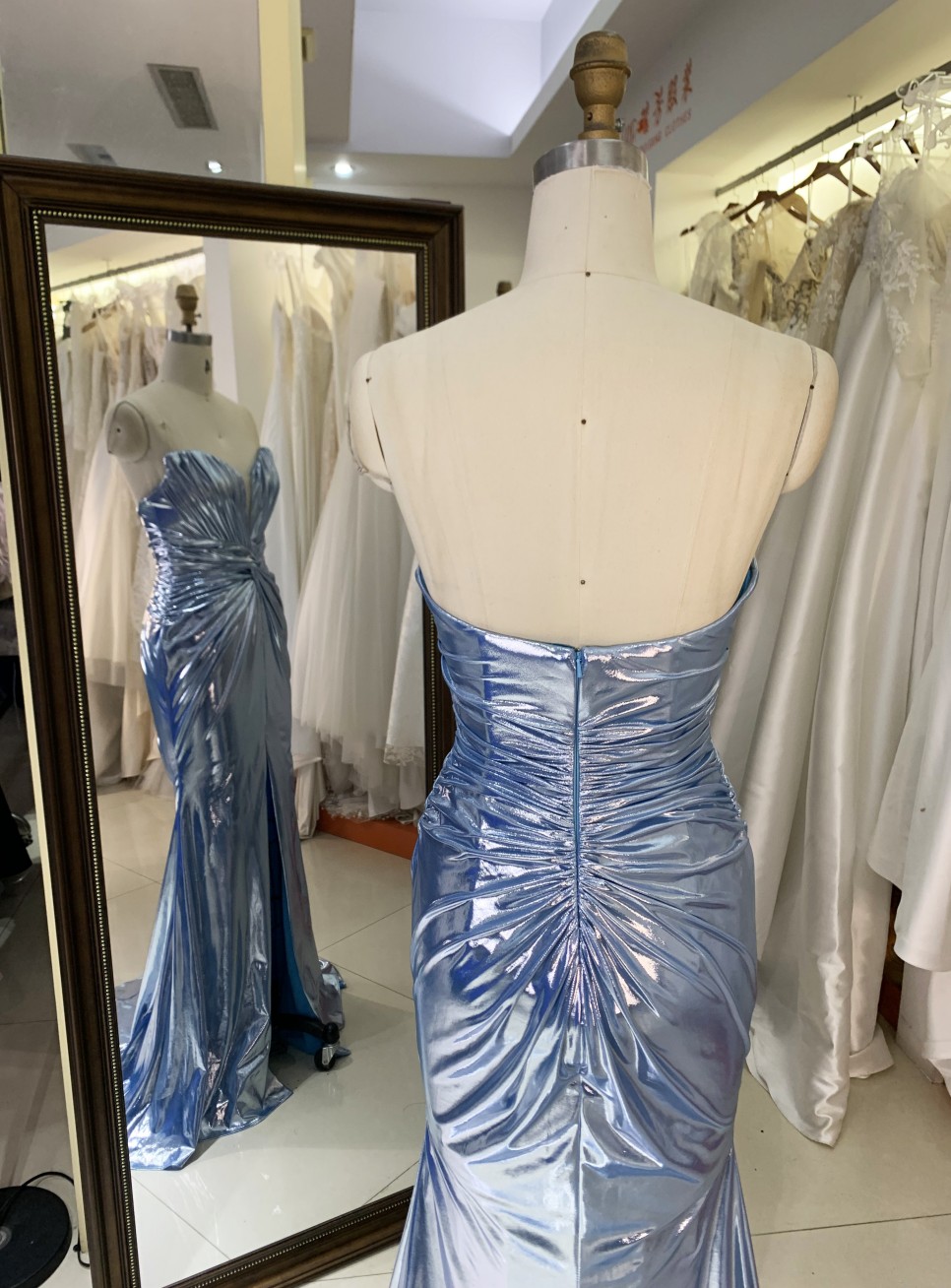 2026 Special Designs Elegant Party Evening Dress Blue Shiny Floor-Length with Zipper Back