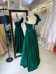 One Shoulder 3D Flower 2026 Hot Designs Manufacturer Satin with Lace up Back Rhinestones Elegant Party Evening Dress