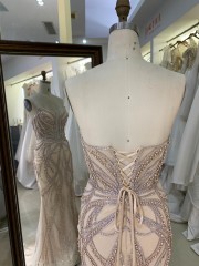 Wholesale champagne New Beading Sleeveless Mermaid Zipper up Back Prom Evening Dresses 2025