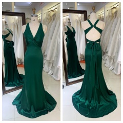 2025 Stunning Cross Halter Neck Purple Mermaid Prom Dress Formal Evening Gown Backless Embellishment Party Style Natural