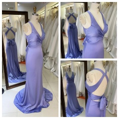 2025 Stunning Cross Halter Neck Purple Mermaid Prom Dress Formal Evening Gown Backless Embellishment Party Style Natural