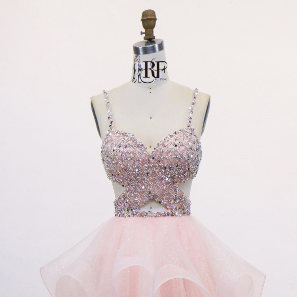 Wholesale Prom Dresses 2026 in pink See Through Corset Embroidery Sleeveless Ruffle Prom Evening Dresses