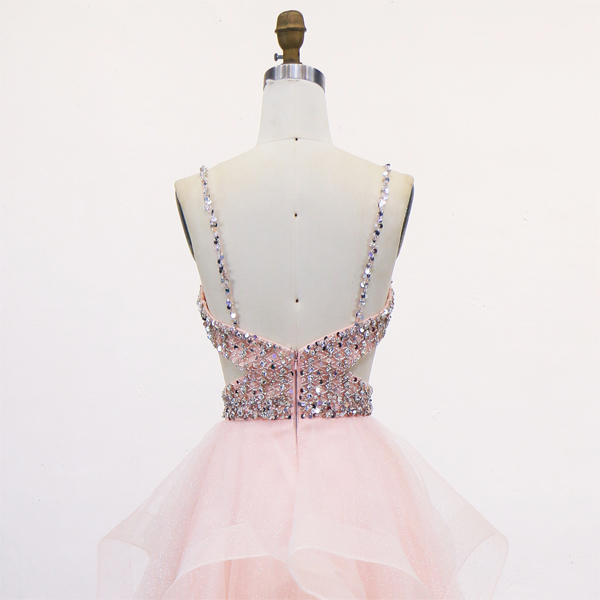 Wholesale Prom Dresses 2026 in pink See Through Corset Embroidery Sleeveless Ruffle Prom Evening Dresses