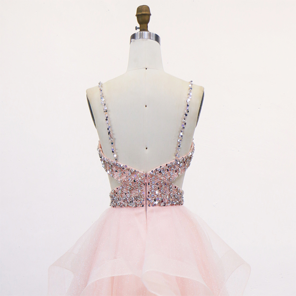 Wholesale Prom Dresses 2026 in pink See Through Corset Embroidery Sleeveless Ruffle Prom Evening Dresses