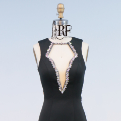 Red Black Wholesale Evening Dresses Deep V Sleeveless Mermaid Satin Open Back Evening Dresses