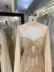 Wholesale Mermaid Full Beaded Natural Evening Gown 2026 Cap Crystal Embellished Prom Dress Breathable Crystal Party Style