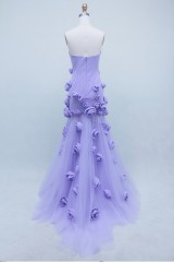 Purple Color with 3D Flower 2026 Manufacturer Satin with Zipper Back Elegant Party Ballgown Prom Dresses