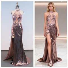 Sexy Sleeveless Beautiful Floor Length Dressed Evening Dress with Rhinestone Bling Evening Dresses