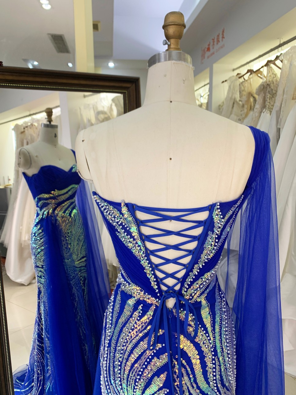 One Shoulder A-Line Beautiful Floor Length Dressed Evening Dress Navy Blue Party Long Gown Elegant Dresses for Evening Party