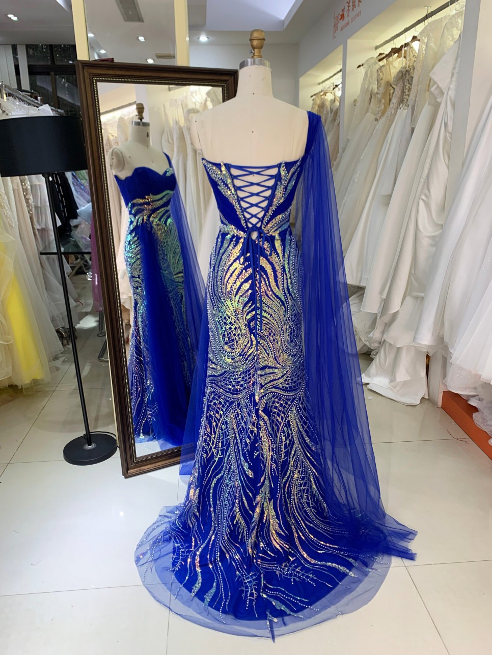 One Shoulder A-Line Beautiful Floor Length Dressed Evening Dress Navy Blue Party Long Gown Elegant Dresses for Evening Party