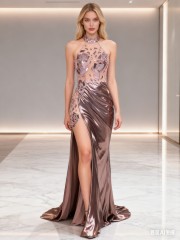 Sexy Sleeveless Beautiful Floor Length Dressed Evening Dress with Rhinestone Bling Evening Dresses