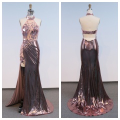 Sexy Sleeveless Beautiful Floor Length Dressed Evening Dress with Rhinestone Bling Evening Dresses