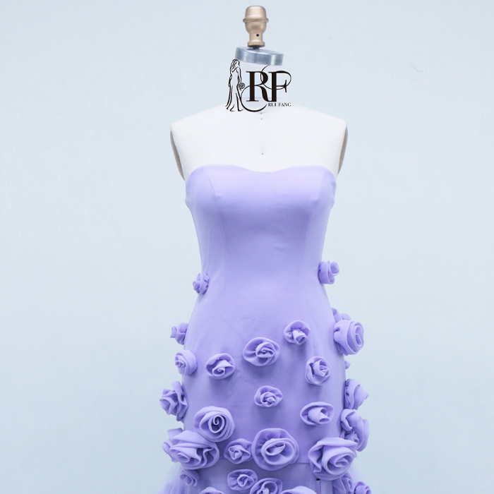 Purple Color with 3D Flower 2026 Manufacturer Satin with Zipper Back Elegant Party Ballgown Prom Dresses