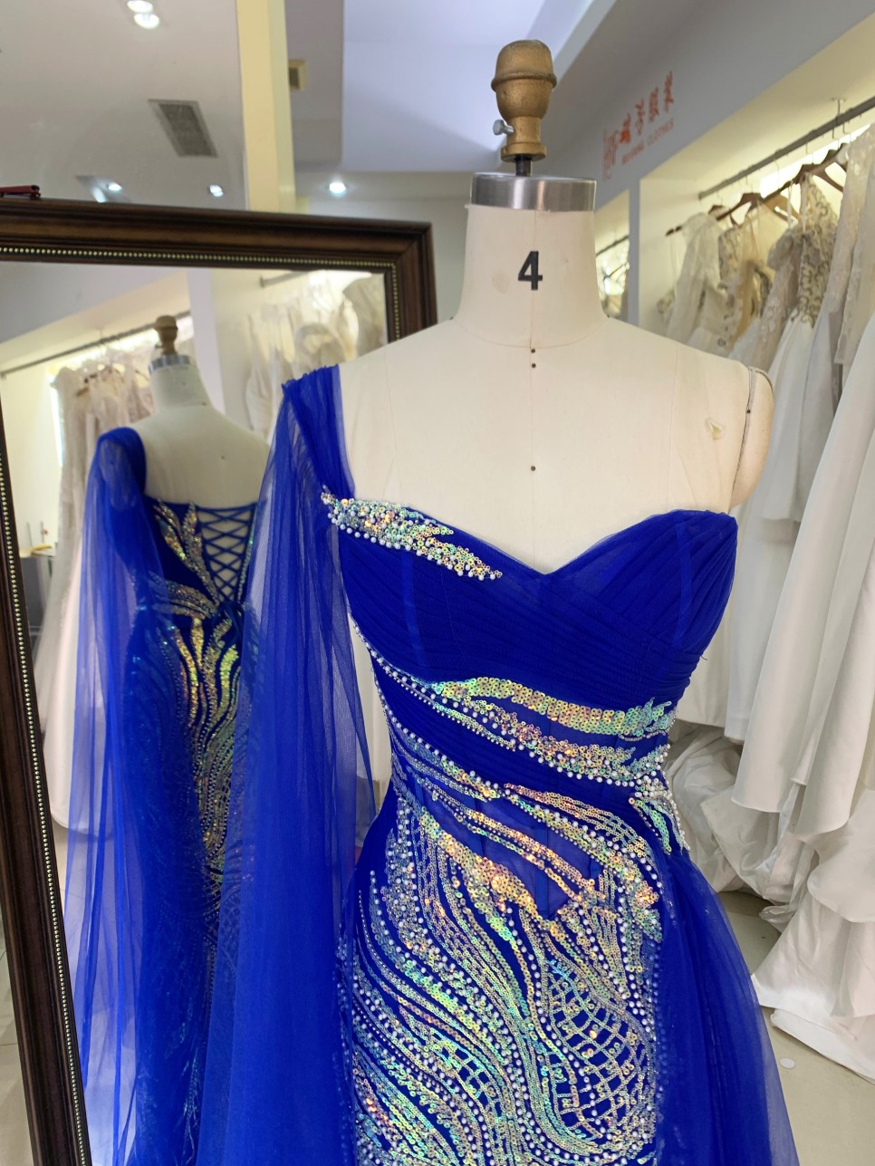 One Shoulder A-Line Beautiful Floor Length Dressed Evening Dress Navy Blue Party Long Gown Elegant Dresses for Evening Party