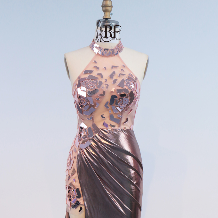 Sexy Sleeveless Beautiful Floor Length Dressed Evening Dress with Rhinestone Bling Evening Dresses