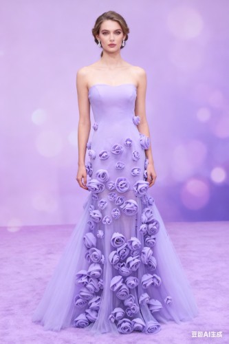 Purple Color with 3D Flower 2026 Manufacturer Satin with Zipper Back Elegant Party Ballgown Prom Dresses