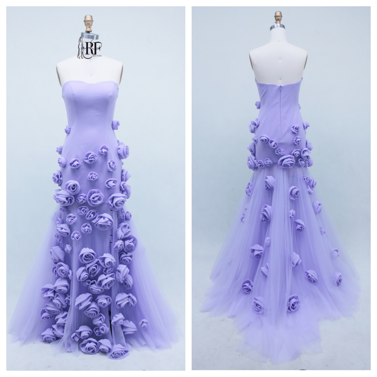 Purple Color with 3D Flower 2026 Manufacturer Satin with Zipper Back Elegant Party Ballgown Prom Dresses