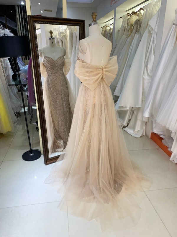 2026 New Fashion Design Luxury Sequined Champagne Crystal Embellished Floor-Length V-neck Corset Mermaid Prom Dress