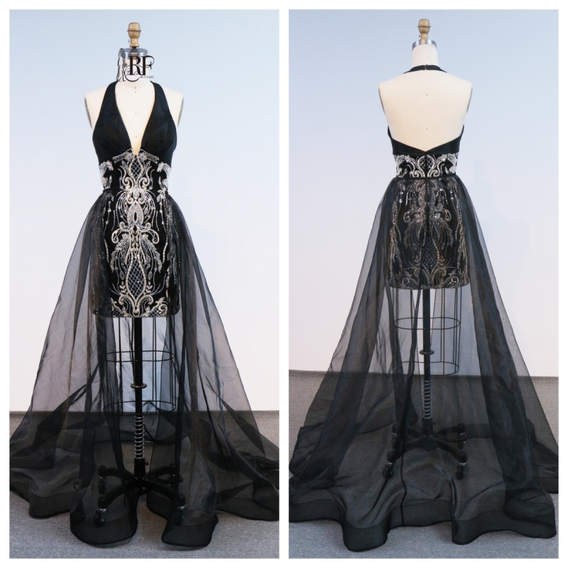 2026 New Fashion Design Luxury Black Mesh Overlay Lace Halter Neck Breathable Anti-Static Natural Waist Party Evening Dress