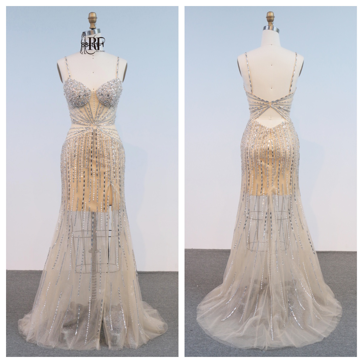 High Quality Elegant V-neck Sequined Beaded Sweep Train Floor-Length Mermaid Evening Dress for Women 2026