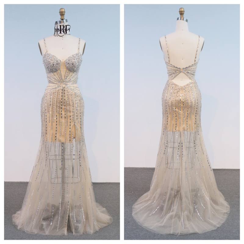 High Quality Elegant V-neck Sequined Beaded Sweep Train Floor-Length Mermaid Evening Dress for Women 2026