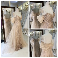 2026 New Fashion Design Luxury Sequined Champagne Crystal Embellished Floor-Length V-neck Corset Mermaid Prom Dress