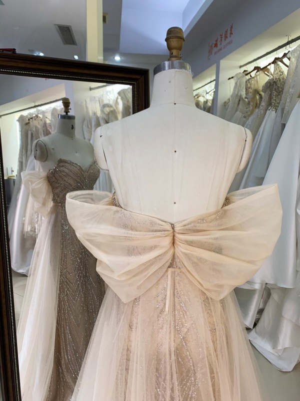 2026 New Fashion Design Luxury Sequined Champagne Crystal Embellished Floor-Length V-neck Corset Mermaid Prom Dress